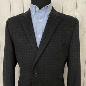 Nautica 44L Black Check Wool Blend 2-Button Sport Coat / Jacket
